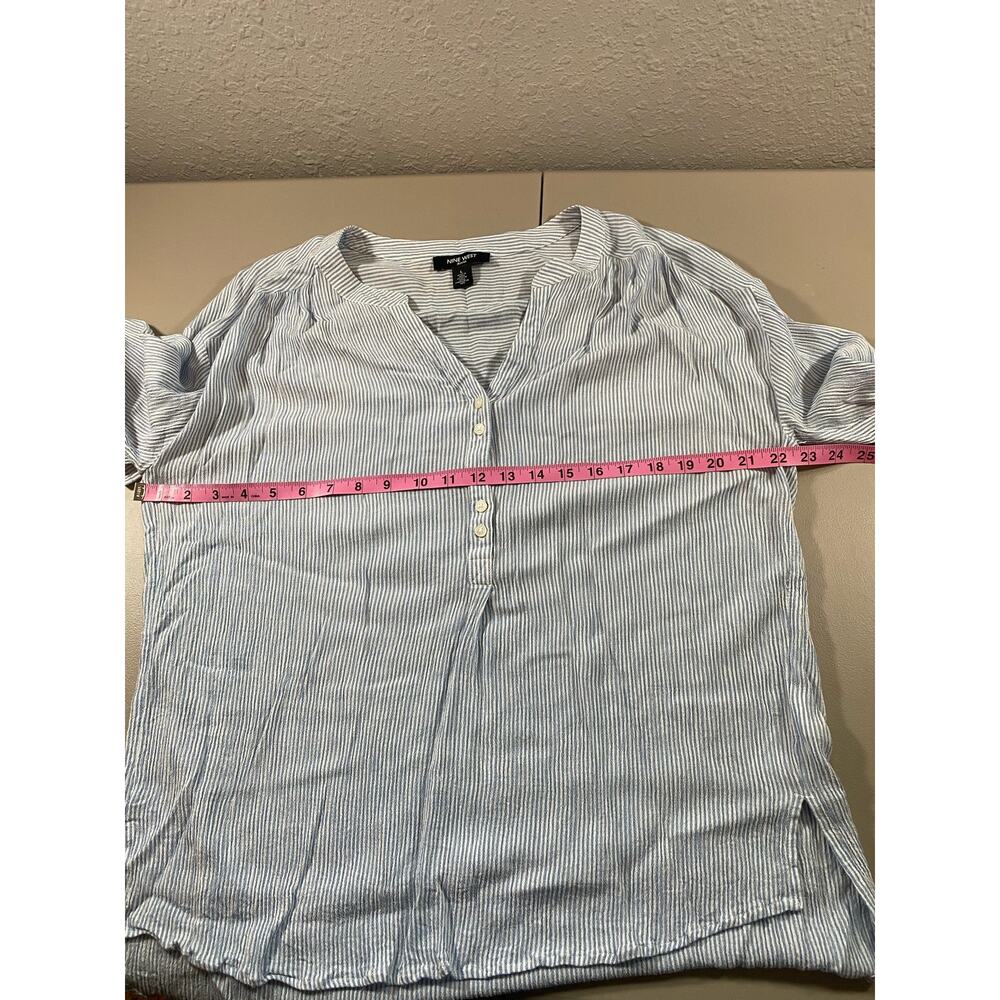Nine West Large Beachy Shirt Long sleeve Striped Blue Lightweight Swim Cover up - Picture 4 of 6